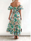 cheap Vacation Dresses-Women&#039;s Maxi Dress Casual Dress Swing Dress A Line Dress Stylish Casual Vacation Daily Regular Fit Floral Short Sleeve Off Shoulder Blue Green Summer