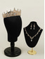 abordables Accessoires de Mascarade-Ensemble couronne et collier de diadème en diamant étincelant – bijoux de mariée plaqués or avec boucles d'oreilles, parfait pour les mariages, les concours et les occasions spéciales