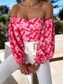 abordables Blusas Florales-Mujer Camisa Blusa Estampado Espalda al Aire Floral Elegante Casual Manga Larga Sin Tirantes Tops regulares Diario Negro Blanco Rojo Morado Verano Primavera