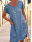 economico disegnare abiti in cotone e lino-Per donna Mini Abito Abiti in cotone e lino Vestito Casual Vestito T-Shirt Essenziale Casual Vacanza Quotidiano Vestibilità regolare Semplice Manica Corta Girocollo Nero Blu Cachi Grigio Estate
