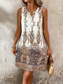 abordables Vestido Boho de Vacaciones-Mujer Mini vestido Vestido informal Vestidos Boho Chic Vestido de Tanque Vestido bohemio Bohemia Casual Boho Vacaciones Diario Playa Holgado Floral Sin Mangas Cuello Barco Rojo Beige Verano Primavera