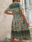 billiga Semester Boho Klänning-Dam Långklänning Maxiklänning Vardagsklänning A linjeklänning Sommarklänning Boho-klänning Elegant Hawaiisk Stylish Semester Dagligen Datum Normal Blommig Kortärmad V-hals Grön Sommar