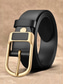 cheap Men's Belts-Men's Genuine Leather Belt with Gold Buckle – Classic Vintage Design for Weddings, Casual, and Formal Wear