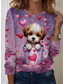 cheap Animals tee-Valentine&#039;s Day Women&#039;s T Shirt Dog Casual Short Sleeve Round Neck Regular Tops Daily Print Purple Summer