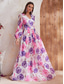 cheap Floor Length-Floral Wedding Guest A-Line Mother of the Bride Dress Elegant Hide Belly V Neck Floor Length Chiffon Long Sleeve with Flower 2025