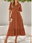 cheap Cocktail Dress-Women&#039;s Midi Dress Casual Dress Swing Dress A Line Dress Stylish Basic Casual Vacation Daily Regular Fit Plain Short Sleeve V Neck Light Green Red Summer Spring