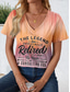 cheap Humor&amp;Quotes tee-Women&#039;s T Shirt Tie Dye Letter Stylish Casual Short Sleeve V Neck Regular Tops Daily Print Orange Summer
