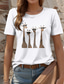 cheap Animals tee-Women&#039;s T Shirt Cotton Shirt Animal Letter Casual Short Sleeve Round Neck Regular Tops Daily Print White Summer