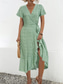 cheap Elegant Floral Dresses-Women&#039;s Midi Dress Casual Dress Wrap Dress A Line Dress Stylish Casual Vacation Daily Regular Fit Floral Short Sleeve V Neck Green Summer