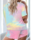 cheap Women’s Short Sets-Women&#039;s Active Daily Stylish T Shirt Baggy Shorts Short Sleeve Crew Neck Tie Dye Drawstring Print Casual Daily Brown Rainbow Summer Regular Fit