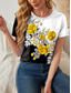 cheap Floral tee-Women&#039;s T Shirt Floral Casual Short Sleeve Round Neck Regular Tops Daily Print Yellow Red Blue Summer