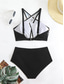 cheap Bikini Sets-Women&#039;s Swimwear Bikini 2 Piece Cheeky Swimsuit Backless Slim Vacation Beach Wear Graphic Halter Neck Sleeveless Bathing Suits