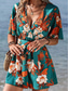 abordables grenouillère-Femme Normal Combishort Actif Floral Manche Courte Col V Taille haute Imprimer Vacances du quotidien Standard Noir Vert Eté