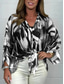 cheap Women&#039;s Graphic Tops-Women&#039;s Shirt Blouse Floral Stylish Casual Long Sleeve V Neck Regular Tops Daily Buttons Print Black Red Blue Khaki Spring Fall