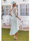 cheap Tea Length-Mermaid / Trumpet Dress Mother of the Bride Dress Elegant Vintage Jewel Neck Asymmetrical Tea Length Stretch Fabric Half Sleeve with Lace Race Day Dress