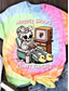 cheap Tie Dye&amp;Gradient tee-Women&#039;s T Shirt Tie Dye Letter Casual Short Sleeve Round Neck Regular Tops Daily Print Rainbow Summer