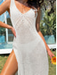 cheap Beach Dresses-Women&#039;s Swimwear Cover Up Beach Dresses Swimsuit Backless Cut Out Vacation Beach Wear Solid Color V Neck Sleeveless