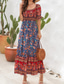 Χαμηλού Κόστους Boho Φορέματα-Γυναικεία Μακρύ Φόρεμα Μάξι Φόρεμα Καθημερινό φόρεμα Φόρεμα σε γραμμή Α Καλοκαιρινό φόρεμα Φόρεμα Boho Κομψό Στυλάτο Etnic Διακοπές Καθημερινά Ημερομηνία Κανονικό Φλοράλ Κοντομάνικο Ώμοι Έξω