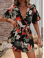 abordables grenouillère-Femme Normal Combishort Actif Floral Manche Courte Col V Taille haute Imprimer Vacances du quotidien Standard Noir Vert Eté