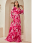 cheap Floor Length-Floral Wedding Guest A-Line Mother of the Bride Dress Elegant Hide Belly V Neck Floor Length Chiffon Long Sleeve with Flower 2025