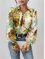 cheap Women&#039;s Graphic Tops-Women&#039;s Shirt Blouse Floral Elegant Ladies Stylish Long Sleeve Puff Sleeve Shirt Collar Regular Tops Work Daily Holiday Buttons Print Purple Green Spring Fall Winter