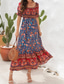 Χαμηλού Κόστους Boho Φορέματα-Γυναικεία Μακρύ Φόρεμα Μάξι Φόρεμα Καθημερινό φόρεμα Φόρεμα σε γραμμή Α Καλοκαιρινό φόρεμα Φόρεμα Boho Κομψό Στυλάτο Etnic Διακοπές Καθημερινά Ημερομηνία Κανονικό Φλοράλ Κοντομάνικο Ώμοι Έξω