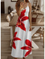 cheap Floral Dress-Women&#039;s Maxi Dress Sundress A Line Dress Floral Dress Stylish Flowy Vacation Casual Beach Loose Fit Floral Boho Sleeveless V Neck Red Summer Spring