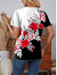 cheap Floral tee-Women&#039;s T Shirt Floral Casual Short Sleeve Round Neck Regular Tops Daily Print Yellow Red Blue Summer