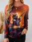 cheap Animals tee-Women&#039;s T Shirt Heart Plaid Casual Long Sleeve Crew Neck Long Tops Daily Print Yellow Red Blue Rose Pink Summer Spring