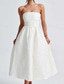 baratos Vestidos de Cocktail-Vestidos Cocktail Jacquard Floral A-Line Sem Mangas Comprimento Tea Costas com Cadarço Com Vestido Derby de Cor Sólida Com Detalhes Franzidos Vestido de Dia da Corrida Vestido Convidada de Casamento