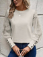 abordables Camiseta lisa-Blusas Elegantes de Encaje Blancas para Mujeres Blusa de Ojal Topos Elegantes de Encaje Botones de Manga Larga Cuello Redondo Ropa Romántica Petit para el Verano Vacaciones Rosadas Caqui Verano