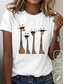 cheap Animals tee-Women&#039;s T Shirt Cotton Shirt Animal Letter Casual Short Sleeve Round Neck Regular Tops Daily Print White Summer