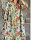 preiswerte bedruckte Kleider aus Baumwolle und Leinen-Damen Midikleid Leinen-inspirierte Kleider Hemdblusenkleid Freizeitkleid Elegant Stilvoll Lässig Urlaub Täglich Date Lässiger Schnitt Blumen Langarm Rundhalsausschnitt Rote Blau Dunkelgrün Grün