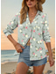 cheap Floral Tops-Women&#039;s Shirt Hawaiian Casual Floral Regular Tops Long Sleeve Shirt Collar Buttons Print Regular Fit Daily Green Summer Holiday Clothes