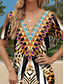 cheap Boho Dress-Women&#039;s Mini Dress Petite Dress T Shirt Dress Tee Dress Sundress Vintage Stylish Vacation Birthday Casual Regular Fit Leopard Short Sleeve V Neck Black Summer Spring
