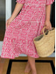 cheap Stripe&amp;Geometric Dress-Women's Midi Dress Casual Dress Stylish Casual Vacation Daily Regular Fit Plaid Half Sleeve Crew Neck Yellow Red Blue Green Summer