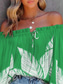 voordelige Vrouwen vakantie tops-Dames Overhemd Blouse Bloemig Stijlvol Casual Lange mouw Schouderafhangend Normale tops Dagelijks Blote rug Afdrukken Marine Blauw blauw Fuchsia Groen Zomer Lente