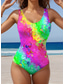 preiswerte Einteilige Badeanzüge-Damen Badeanzüge Einteiler Badeanzug Mehrfarbiger Schmetterlingsdruck Ärmelloser Scoop Neck Stretchstoff Sommer Strandmode Poolseite Mode Lebhafte Badeanzüge in verschiedenen Größen verfügbar