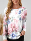 cheap Floral tee-Valentine Women&#039;s Pink T Shirt Floral Oil painting flowers Long Tops Long Sleeve Crew Neck Print Regular Fit Daily Black White Pink Blue Green Summer Spring Fall Winter