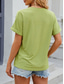 cheap Plain tee-Women&#039;s T Shirt Plain Casual Short Sleeve Notched Neck Regular Tops Daily Weekend Buttons White Pink Purple Green Summer