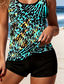 preiswerte Tankinis-Damen Tankini 2-teiliges Badeanzug Leopard Boy Leg Rücklos Urlaub Strandbekleidung Pünktchen U-Braut Ärmellos Badeanzüge