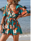 abordables grenouillère-Femme Normal Combishort Actif Floral Manche Courte Col V Taille haute Imprimer Vacances du quotidien Standard Noir Vert Eté
