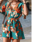 abordables grenouillère-Femme Normal Combishort Actif Floral Manche Courte Col V Taille haute Imprimer Vacances du quotidien Standard Noir Vert Eté