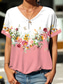 cheap Graphic shop tee-Women&#039;s T Shirt Floral Stylish Casual Short Sleeve V Neck Regular Tops Daily Print Pink Summer