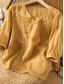 economico Camicie-Per donna Camicia Blusa Camicie di cotone e lino Tinta unica Elegante Casual Manica 3/4 Girocollo Top Regolari Quotidiano Ricamato Bottoni Giallo Rosso Viola Verde Estate Primavera