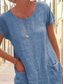 economico disegnare abiti in cotone e lino-Per donna Mini Abito Abiti in cotone e lino Vestito Casual Vestito T-Shirt Essenziale Casual Vacanza Quotidiano Vestibilità regolare Semplice Manica Corta Girocollo Nero Blu Cachi Grigio Estate