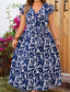 billiga Casual blommiga klänningar-Dam Långklänning Maxiklänning Vardagsklänning A linjeklänning Blommig klänning Sommarklänning Elegant Stylish Semester Dagligen Datum Normal Blommig Kortärmad V-hals Blå Sommar