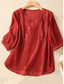 economico Camicie-Per donna Camicia Blusa Camicie di cotone e lino Tinta unica Elegante Casual Manica 3/4 Girocollo Top Regolari Quotidiano Ricamato Bottoni Giallo Rosso Viola Verde Estate Primavera