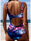 baratos Fatos de Banho 1 Peça-Maiô Feminino de Uma Peça Slimming com Roupa de Praia de Verão Ombre Tie Dye Sem Mangas