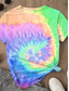 cheap Tie Dye&amp;Gradient tee-Women&#039;s T Shirt Tie Dye Letter Casual Short Sleeve Round Neck Regular Tops Daily Print Pink Red Blue Purple Rainbow Summer